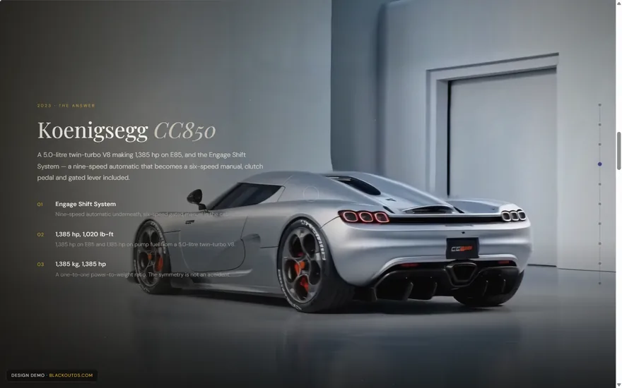 Scroll-animated automotive concept site